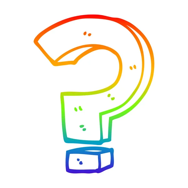 Rainbow gradient line drawing cartoon question mark — Stock Vector