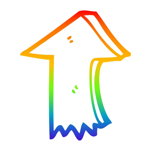 Arco-íris linha gradiente desenho cartoon apontando seta —  Vetores de Stock