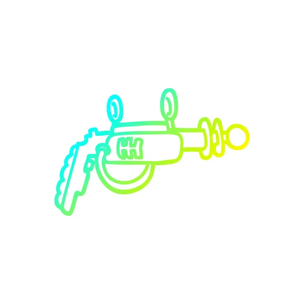 Cold gradient line drawing cartoon ray gun — Stock Vector