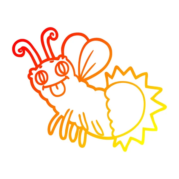Warme Gradientenlinie Zeichnung Cartoon Glühwürmchen — Stockvektor