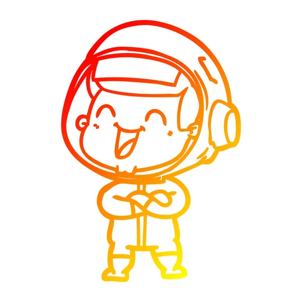 Chaud gradient ligne dessin heureux dessin animé astronaute — Image vectorielle