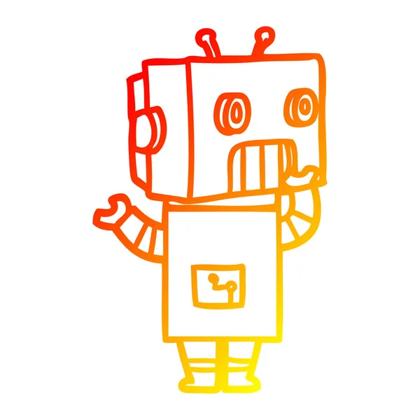 Sıcak degrade çizgi çizim karikatür robot — Stok Vektör