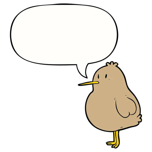 Niedlicher Cartoon-Kiwi-Vogel und Sprechblase — Stockvektor