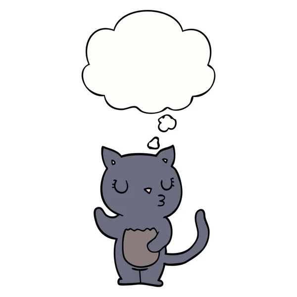 Bonito desenho animado gato e pensamento bolha —  Vetores de Stock