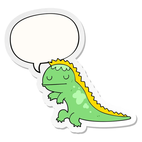 卡通恐龙和语音泡泡贴纸 — 图库矢量图片