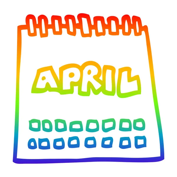 Arco iris gradiente línea dibujo dibujos animados calendario que muestra el mes de — Vector de stock