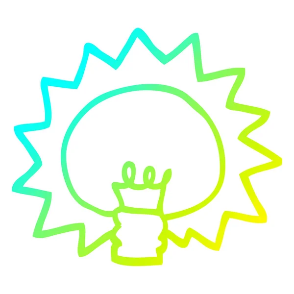 Froid dégradé ligne dessin dessin dessin animé brillant ampoule — Image vectorielle