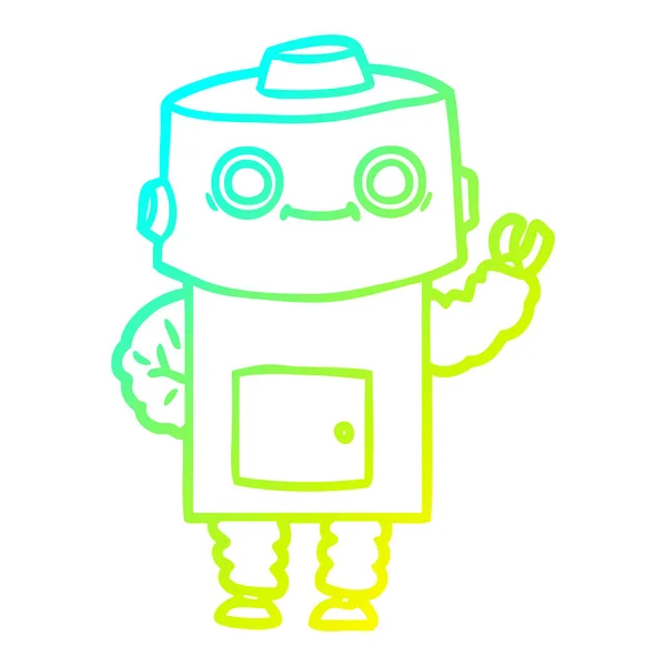 Línea de gradiente frío dibujo robot de dibujos animados — Vector de stock