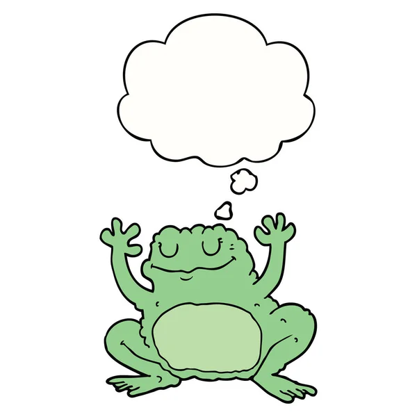 Cartoon frog and thought bubble — Stock Vector