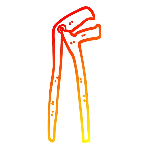 Warm gradient line drawing cartoon plumbers wrench — Stock Vector