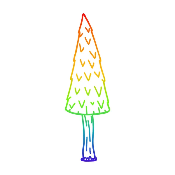 Arco-íris linha gradiente desenho cartoon árvore de Natal — Vetor de Stock