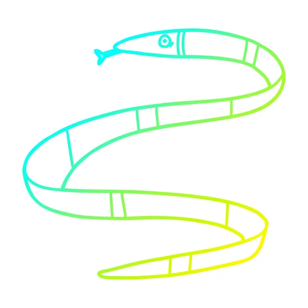 Linea gradiente freddo disegno cartone animato serpente marino — Vettoriale Stock
