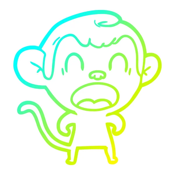 Linha gradiente frio desenho gritando desenho animado macaco —  Vetores de Stock