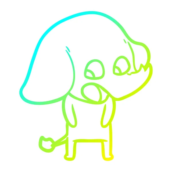 Koude gradiënt lijntekening cute cartoon olifant — Stockvector