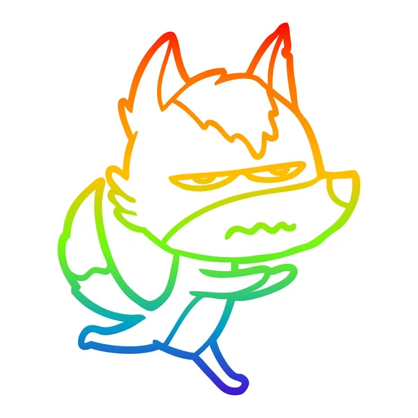 虹のグラデーションライン描画漫画迷惑なオオカミ — ストックベクタ