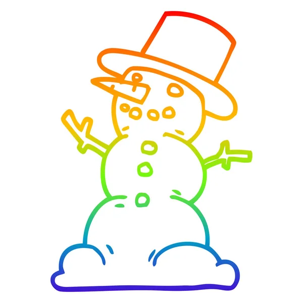 Ουράνιο τόξο γραμμή διαβάθμισης σχεδίαση καρτούν χιονάνθρωπος — Διανυσματικό Αρχείο
