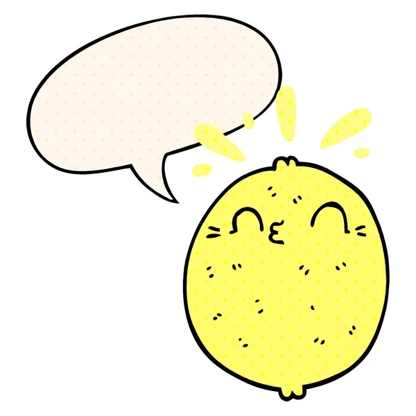 Cute cartoon lemon and speech bubble in comic book style — Stock Vector