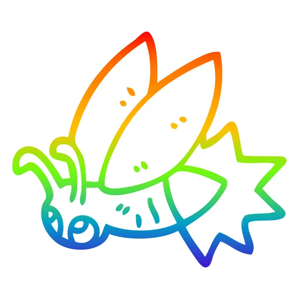 Regenboog gradiënt lijntekening cartoon Lightning bug — Stockvector