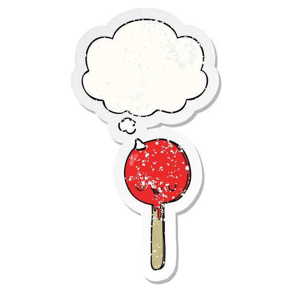 Cartoon Candy Lollipop en dacht Bubble als een verdrietig gedragen s — Stockvector