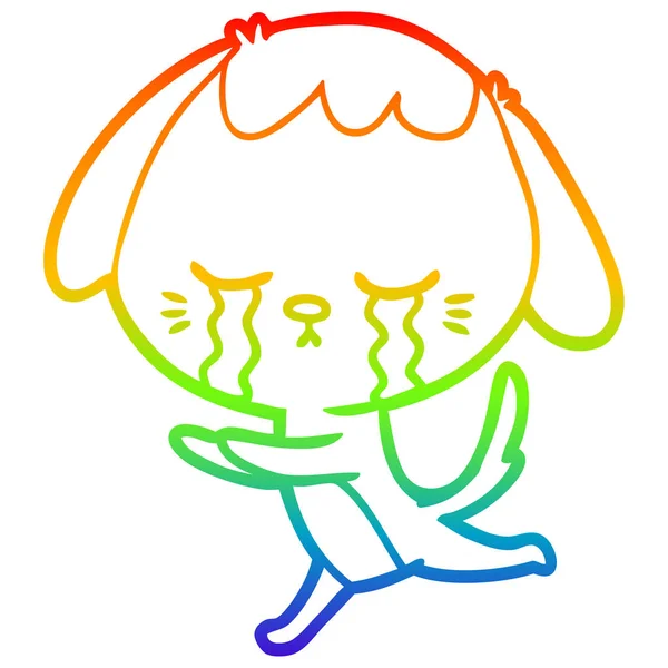 Regenbogen-Gradienten-Linie Zeichnung Karikatur schreiender Hund — Stockvektor