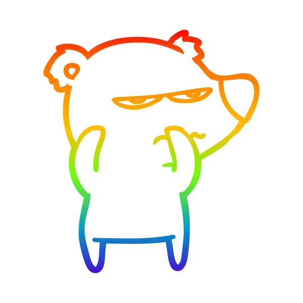 Rainbow gradient linje ritning arga Bear Polar Cartoon — Stock vektor
