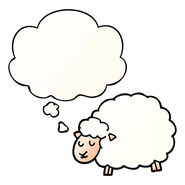 Kreslené ovce a myšlenková bublina v hladkém stylu přechodu — Stockový vektor