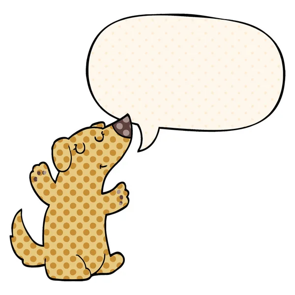 Cartoon dog and speech bubble in comic book style — Stock Vector