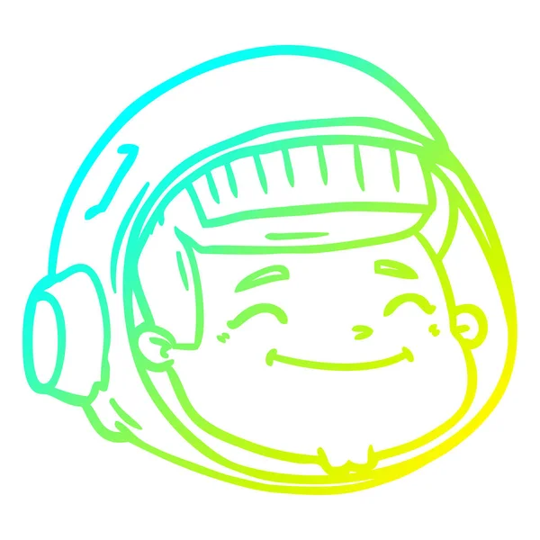Linha gradiente frio desenho cartoon astronauta rosto — Vetor de Stock