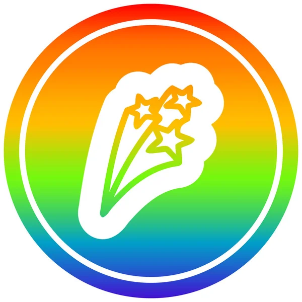 Stelle cadenti circolari nello spettro arcobaleno — Vettoriale Stock