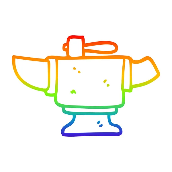彩虹渐变线绘制卡通重旧铁锤 — 图库矢量图片