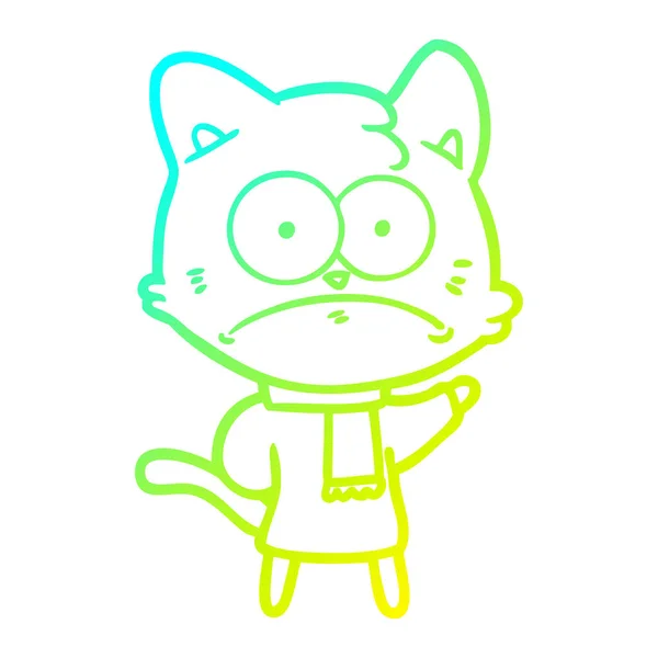 Hideg színátmenet vonal rajz rajzfilm ideges macska — Stock Vector