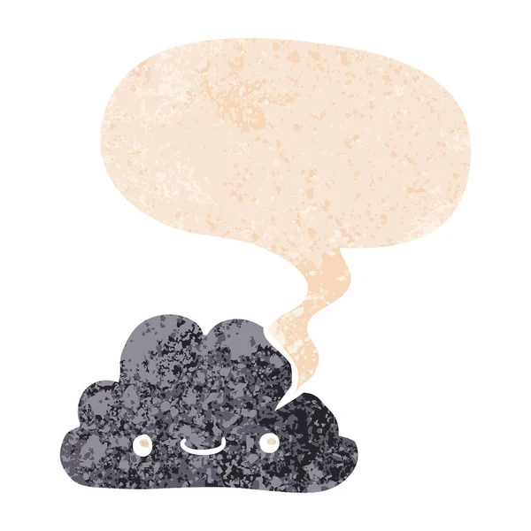 Bonito cartoon nuvem e fala bolha em retro estilo texturizado — Vetor de Stock