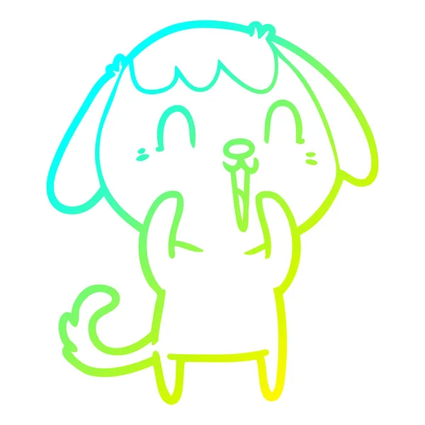 Linha gradiente frio desenho bonito cão dos desenhos animados —  Vetores de Stock