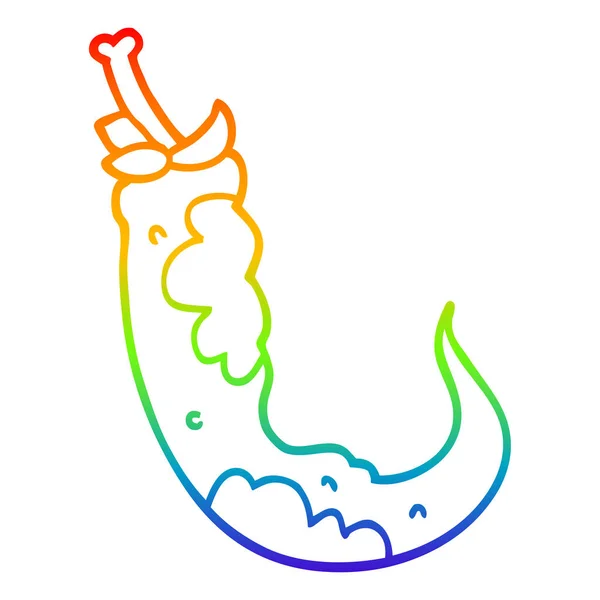 Regenboog gradiënt lijntekening cartoon rode hete peper peper — Stockvector