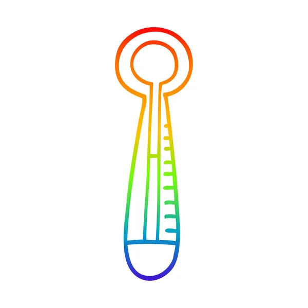 Rainbow gradient line drawing cartoon medical thermometer — Stock Vector