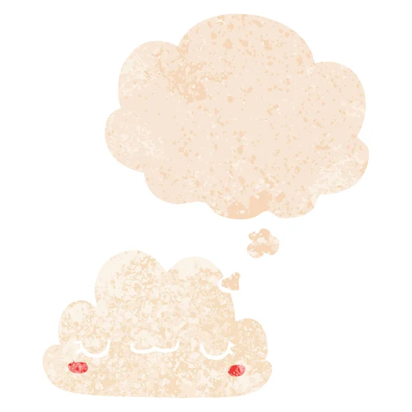 Симпатичное мультяшное облако и мыльный пузырь в стиле ретро — стоковый вектор