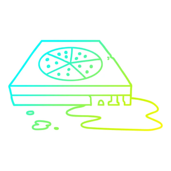 Kalte Gradientenlinie Zeichnung Cartoon fettige Pizza — Stockvektor