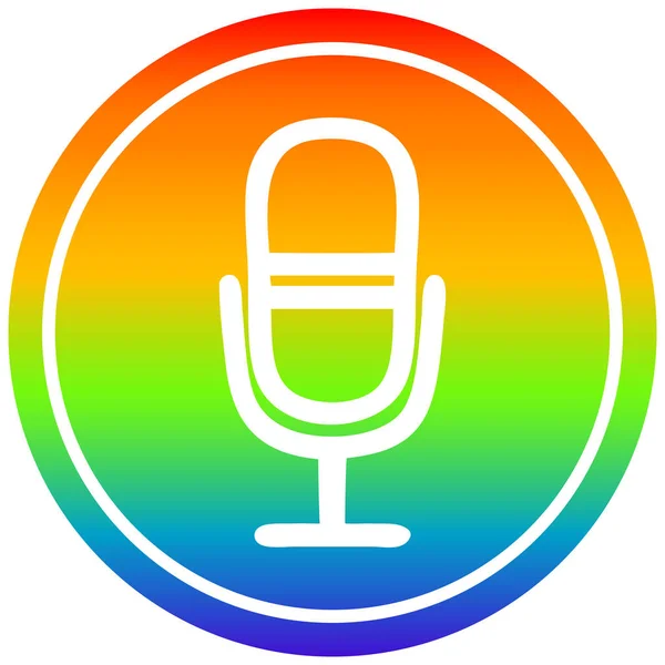 Microphone recording circular in rainbow spectrum — Stock Vector