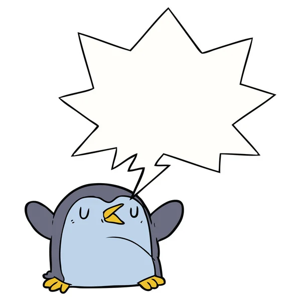 Cartoon pinguïn en toespraak bubble — Stockvector