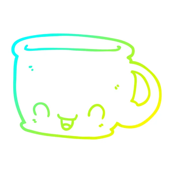 Linha gradiente frio desenho desenho de desenho animado xícara de café —  Vetores de Stock