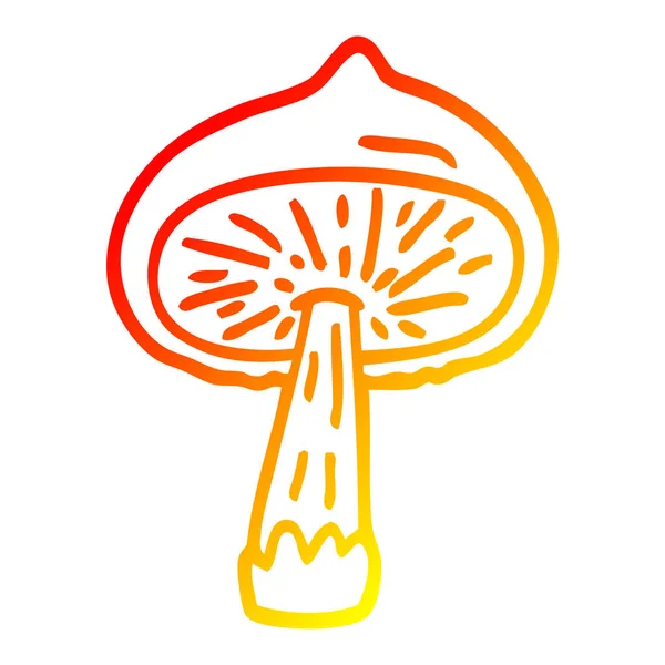 Тепла градієнтна лінія малювання мультяшного гриба — стоковий вектор