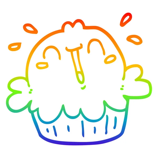 Regenboog gradiënt lijntekening cute cartoon Pie — Stockvector