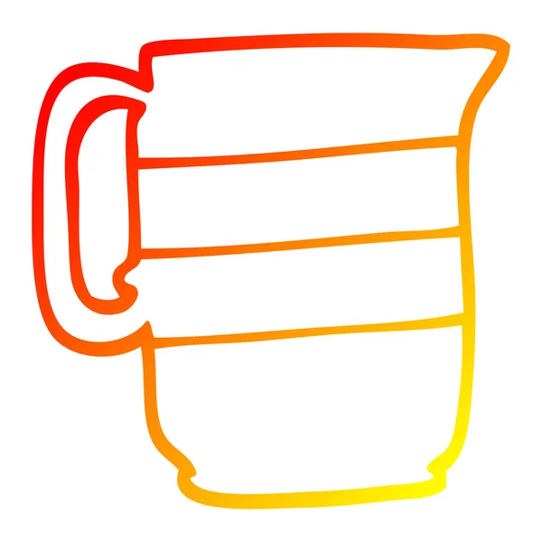 Warm gradient line drawing cartoon milk jug — Stock Vector