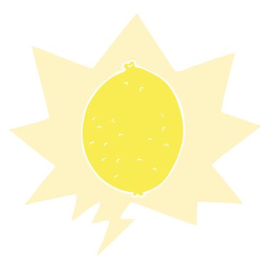 retro tarzıkarikatür limon ve konuşma balonu