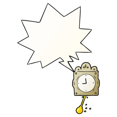 çizgi film saat ve sarkaç ve konuşma balonu düzgün g işaretleme