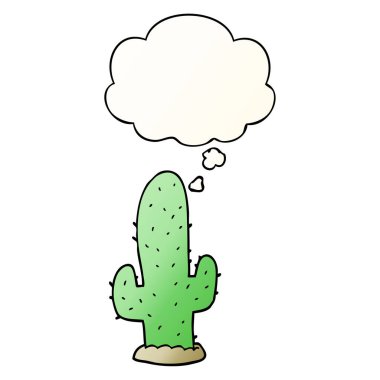 çizgi film kaktüs ve pürüzsüz degrade tarzında düşünce balonu
