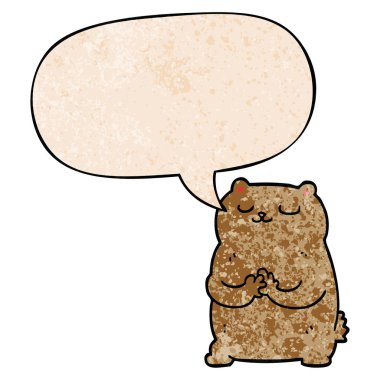 retro doku tarzında karikatür ayı ve konuşma balonu