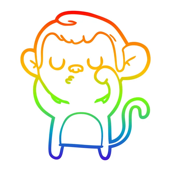 虹のグラデーションライン描画漫画猿 — ストックベクタ