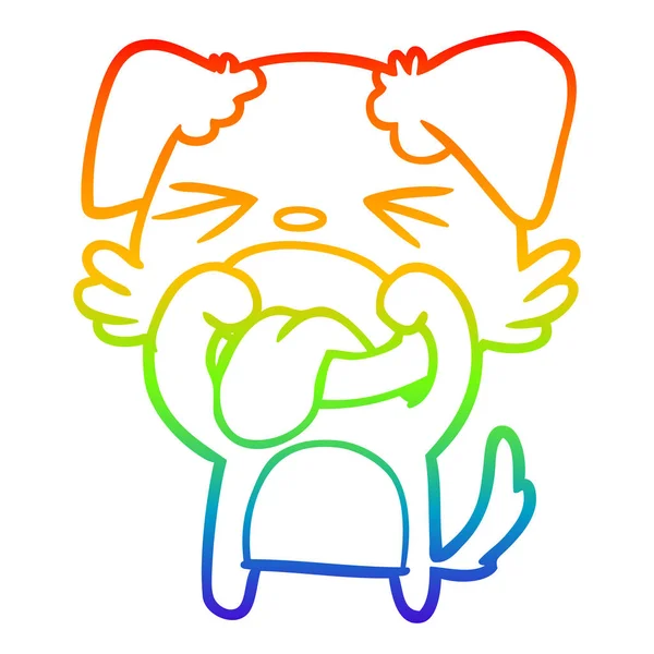 彩虹渐变线绘制卡通厌恶狗 — 图库矢量图片