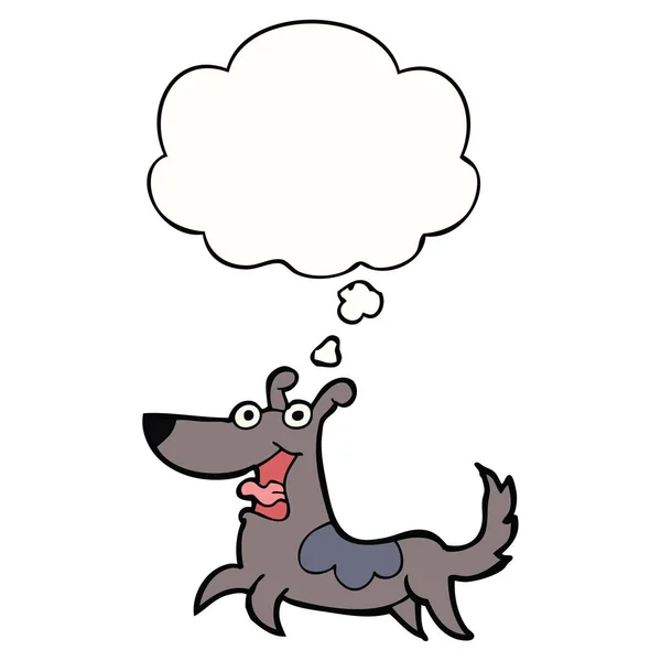 Gelukkige hond cartoon en gedachte Bubble — Stockvector